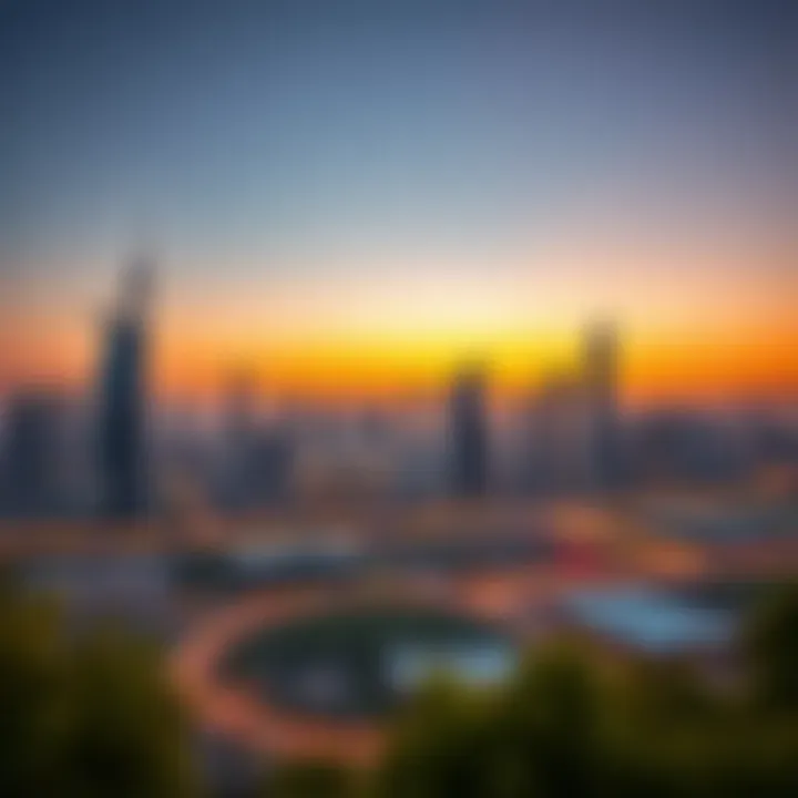 Dubai Skyline at Sunset Stunning skyline of Dubai during sunset