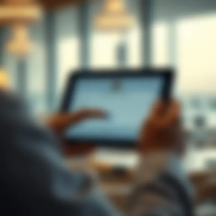 A person accessing the UAE government portal for visa verification on a tablet