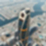 Aerial view of Addax Tower in Dubai showcasing its modern architecture