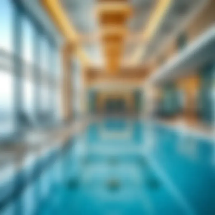 An image of the amenities offered at Al Fahad Tower 1, including a swimming pool and fitness center.