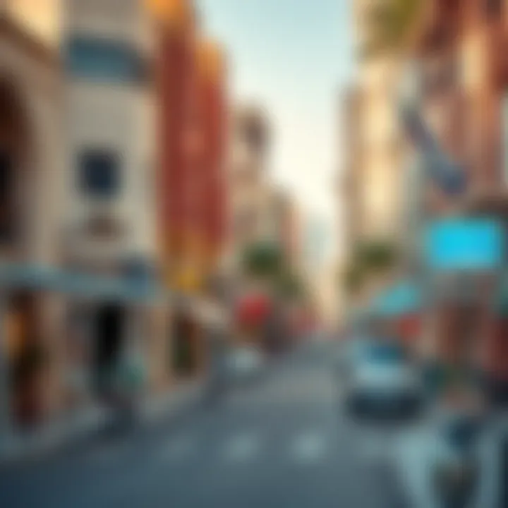 Diverse Properties in Al Sufouh A vibrant street scene filled with diverse property developments in Al Sufouh