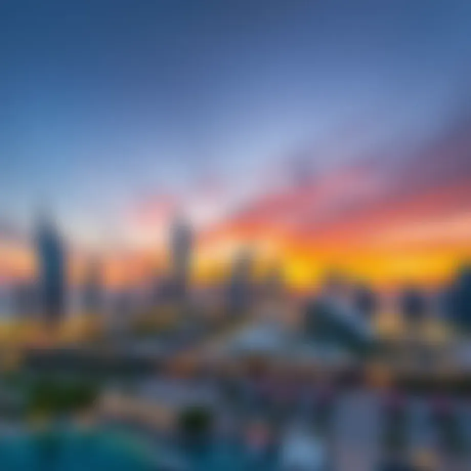 Stunning skyline view of Binghatti Business Bay at sunset