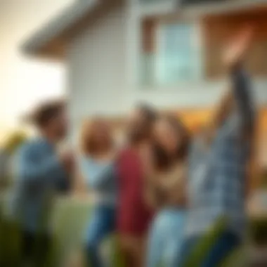 Happy family celebrating their new home purchased from BNH