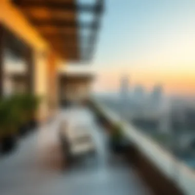 Outdoor terrace of a city stay residence overlooking the city