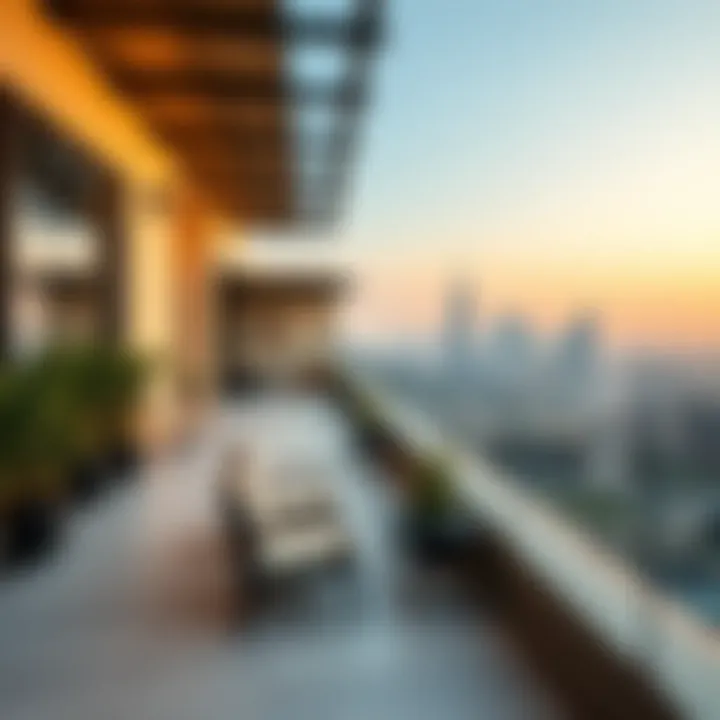 Outdoor terrace of a city stay residence overlooking the city