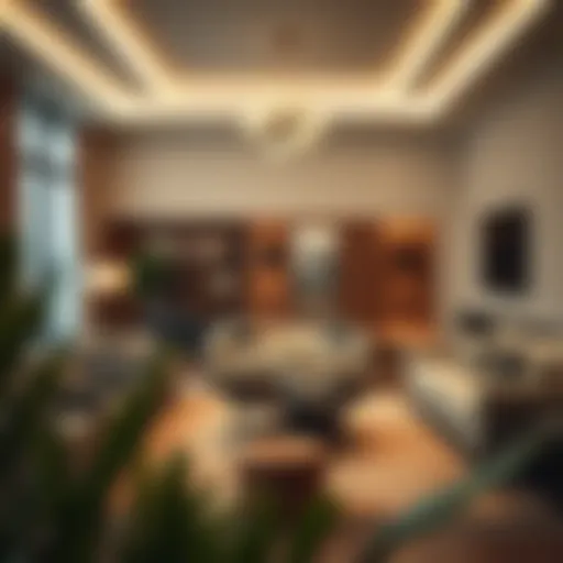 Modern Furnishings in Dubai's Luxurious Living Room Luxurious living room showcasing modern furnishings in Dubai