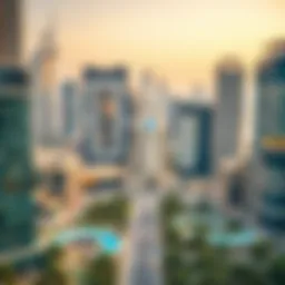 Panoramic view of Dubai's business district showcasing modern architecture