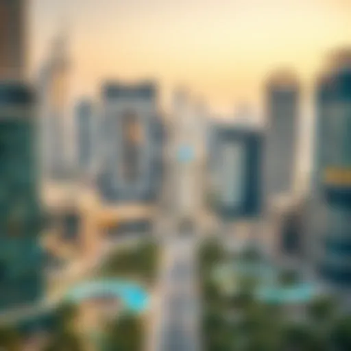 Dubai's Modern Business Landscape Panoramic view of Dubai's business district showcasing modern architecture