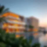 Modern Architectural Marvel of Côte d'Azur Stunning exterior view of Côte d'Azur Resort in Dubai showcasing modern architecture