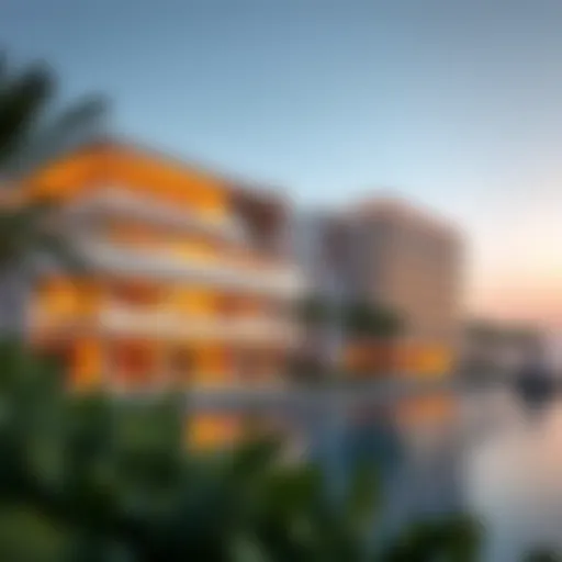 Modern Architectural Marvel of Côte d'Azur Stunning exterior view of Côte d'Azur Resort in Dubai showcasing modern architecture