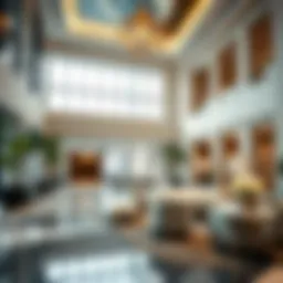 Luxurious lobby of Crystal Jumeirah Boutique Hotel showcasing modern architectural design