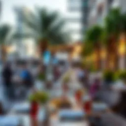 A vibrant outdoor dining scene at Jumeirah Beach Residence