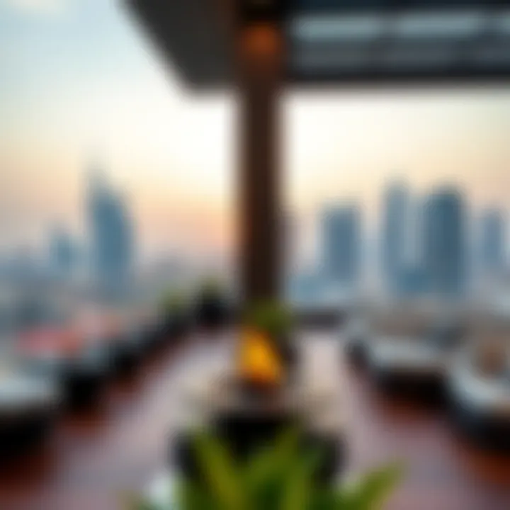 A panoramic view of the skyline from the rooftop amenities at Damac Executive Bay