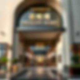 Grand entrance of Dragon Mart furniture showcasing its modern architecture