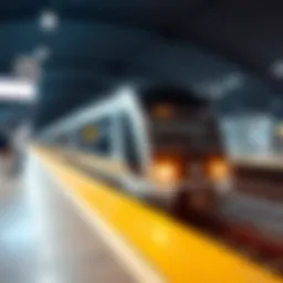 Modern Dubai Metro train arriving at a station