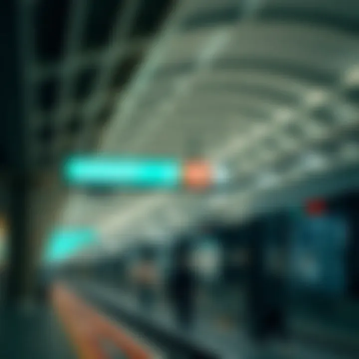 A bustling Dubai Metro station during peak hours