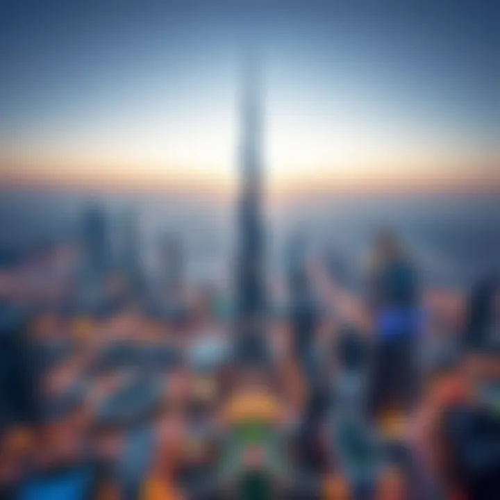 Emaar Grande in the Dubai Skyline Aerial view of Dubai skyline featuring Emaar Grande