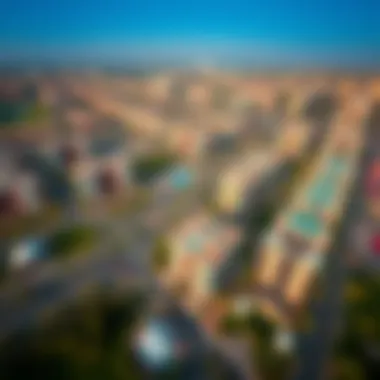 Aerial Perspective of Emaar South Aerial view of Emaar South showcasing residential buildings and green spaces