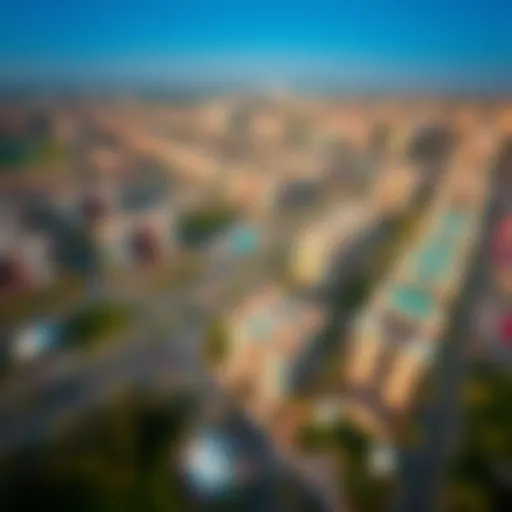 Aerial Perspective of Emaar South Aerial view of Emaar South showcasing residential buildings and green spaces