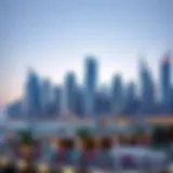 Dubai Skyline Featuring JBR Developments Dubai skyline with JBR developments in focus