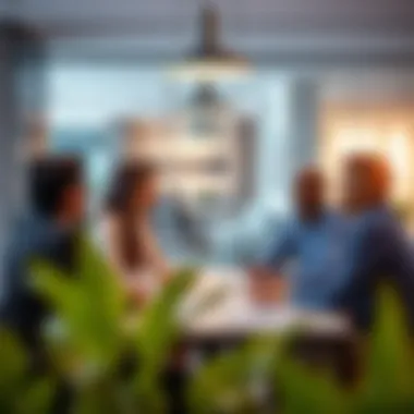 Business professionals networking in a modern Dubai office