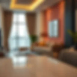 Modern 1 BHK apartment interior showcasing vibrant decor