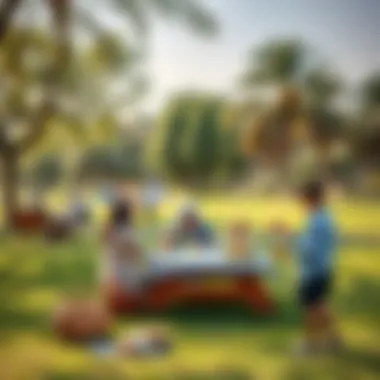 Family Picnic in a Dubai Park A picturesque park with families enjoying a picnic and outdoor activities