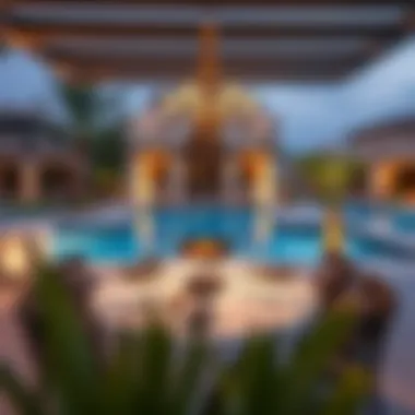 Elegant dining setup near the villa's private pool