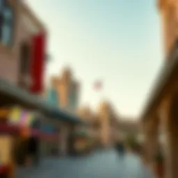 A panoramic view of Al Seef Market showcasing its architectural beauty