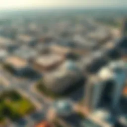 Aerial view of Al Taawun showcasing its urban landscape