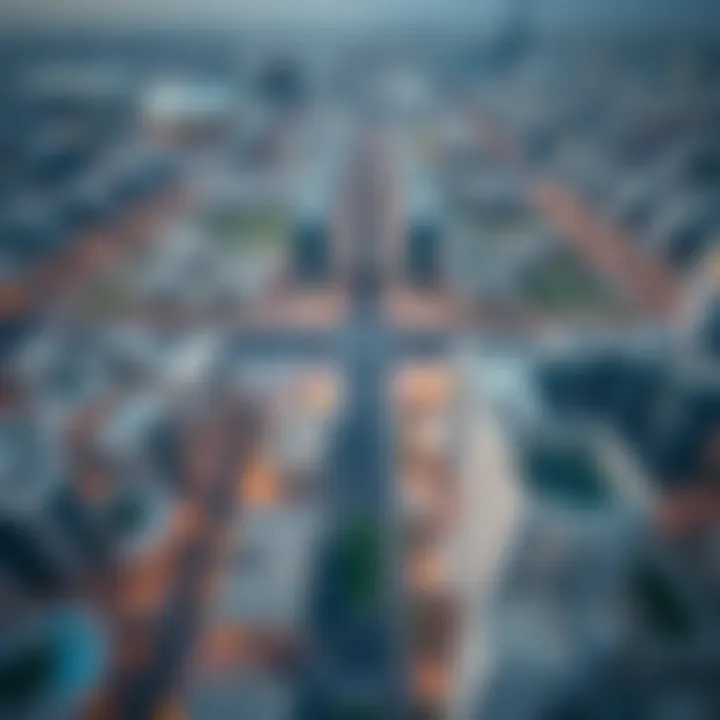 Aerial view of شارع بني ياس showcasing its urban layout