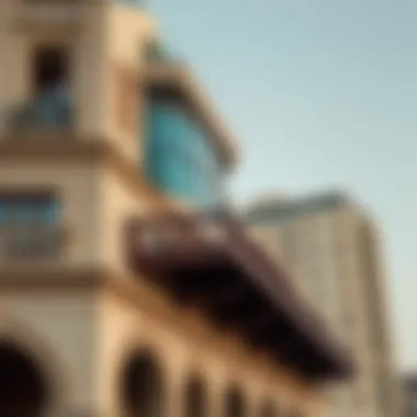 Architectural details of a notable building along شارع بني ياس