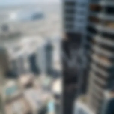 Aerial perspective of Business Bay highlighting the strategic location of the Binary Tower
