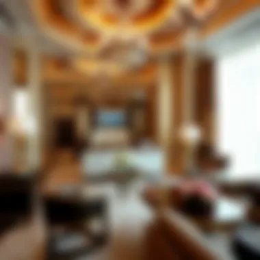 Opulent Accommodations Inside Caesars Palace Luxurious suite interior at Caesars Palace Dubai