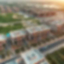 An aerial view of the stunning Dar Rooz Mowilih community showcasing its modern architecture and lush surroundings