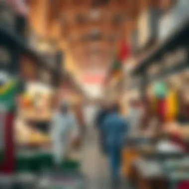 Community market in Deira bustling with local vendors and shoppers