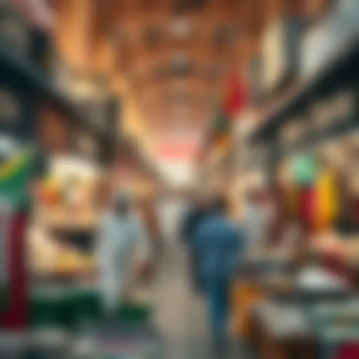 Community market in Deira bustling with local vendors and shoppers