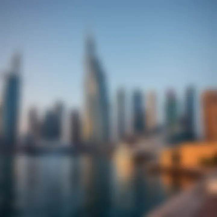 Stunning view of iconic landmarks and waterfront in downtown Dubai