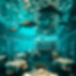 Stunning view of the underwater restaurant surrounded by marine life