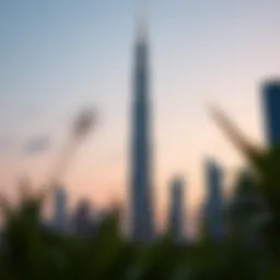 Stunning view of Emirates Financial Tower at dusk