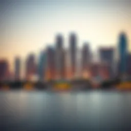 Stunning view of Executive Towers against the Dubai skyline