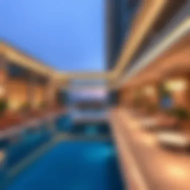 Elegant swimming pool area illustrating leisure amenities at Falcon Tower