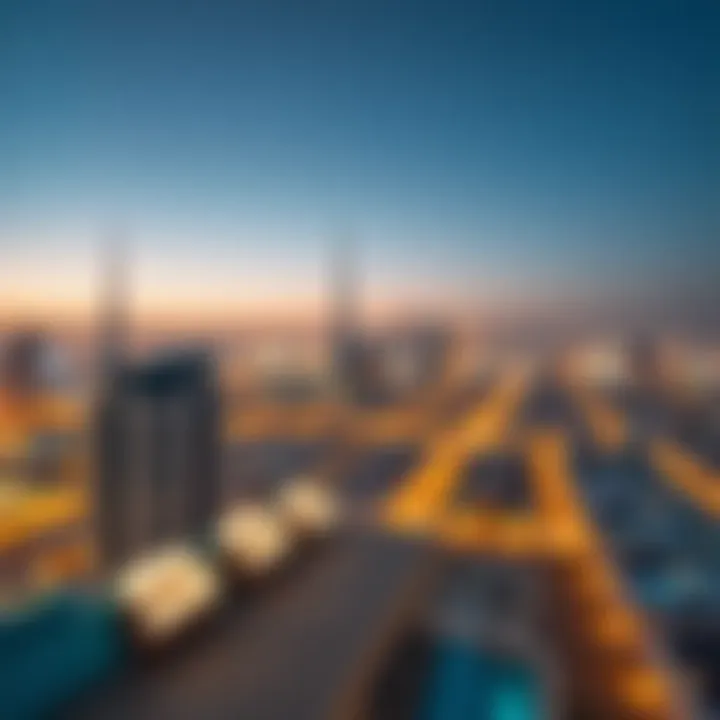 Panoramic rooftop view highlighting Dubai's skyline from Falcon Tower
