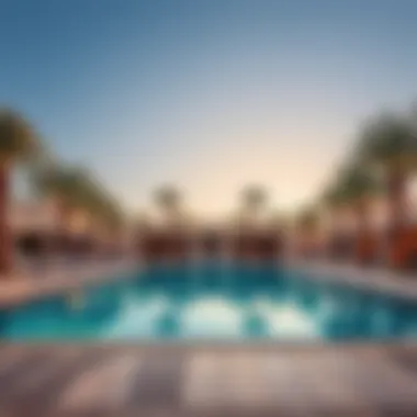 Relaxing Poolside Retreat at فندق قصر العين Stunning pool area surrounded by palm trees