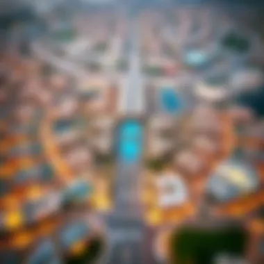 An aerial view of جاليريا and its surrounding properties in Dubai