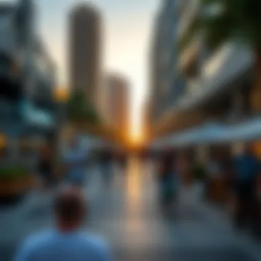 A bustling scene in جاليريا highlighting modern amenities and luxury lifestyle