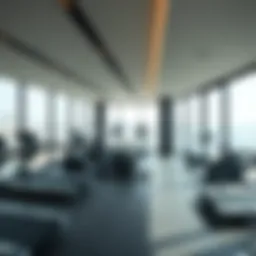 Modern gym overlooking the marina