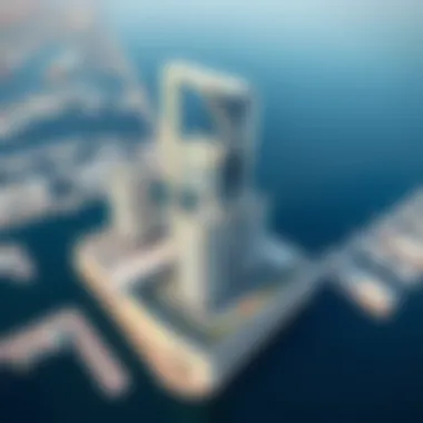 Architectural Marvel of Habtoor Tower Marina Aerial view of Habtoor Tower Marina showcasing its unique architecture