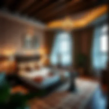 Culturally Inspired Room Elegance Cozy hotel room with cultural decor