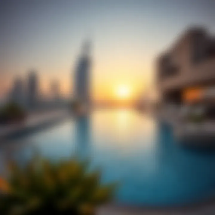 Breathtaking Rooftop Oasis Hotel rooftop pool with stunning skyline view